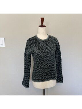 Jones New York Merino Wool Blend Argyle Diamond Geometric Crewneck Sweater